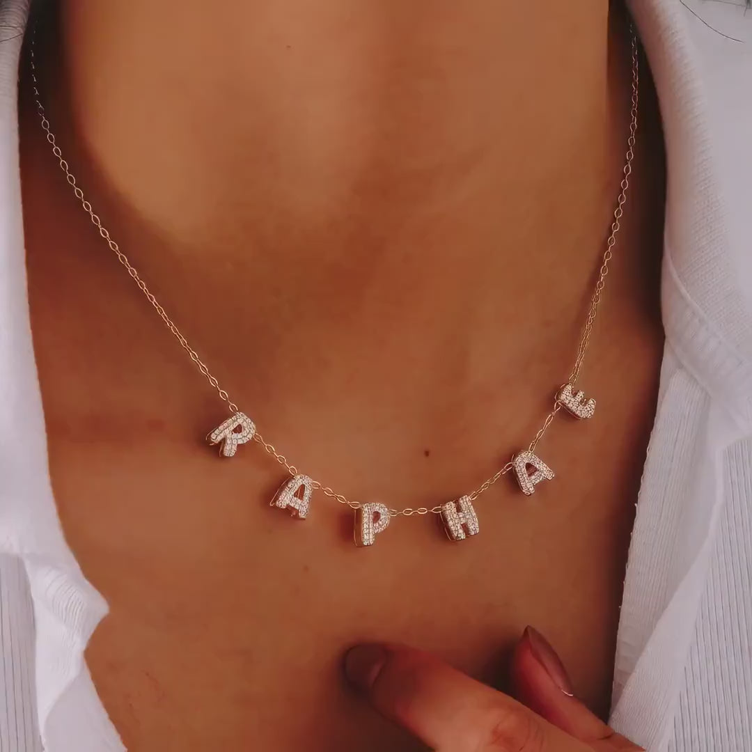 Custom Bubble Name Necklace: Gold Plated Personalized Jewelry