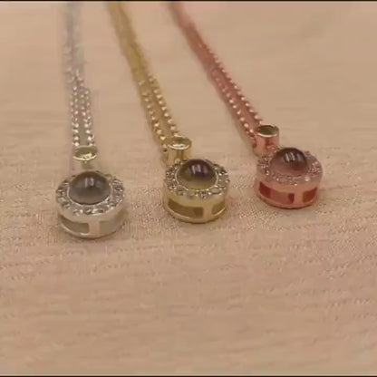 Photo Projection Necklace: Birthstone Sterling Silver Memorial Jewelry