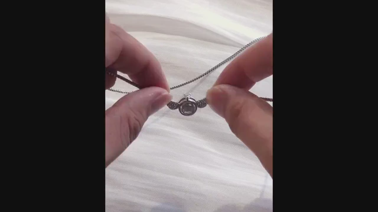 Photo Projection Angel Wings Necklace: Sterling Silver Cubic Zirconia Pendant
